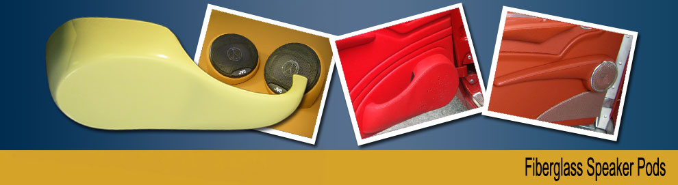 Several styles of fiberglass speaker pods